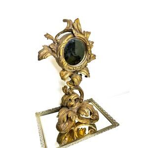 Rare Vintage Art Nouveau Ornate Gilt Gold Table Mirror